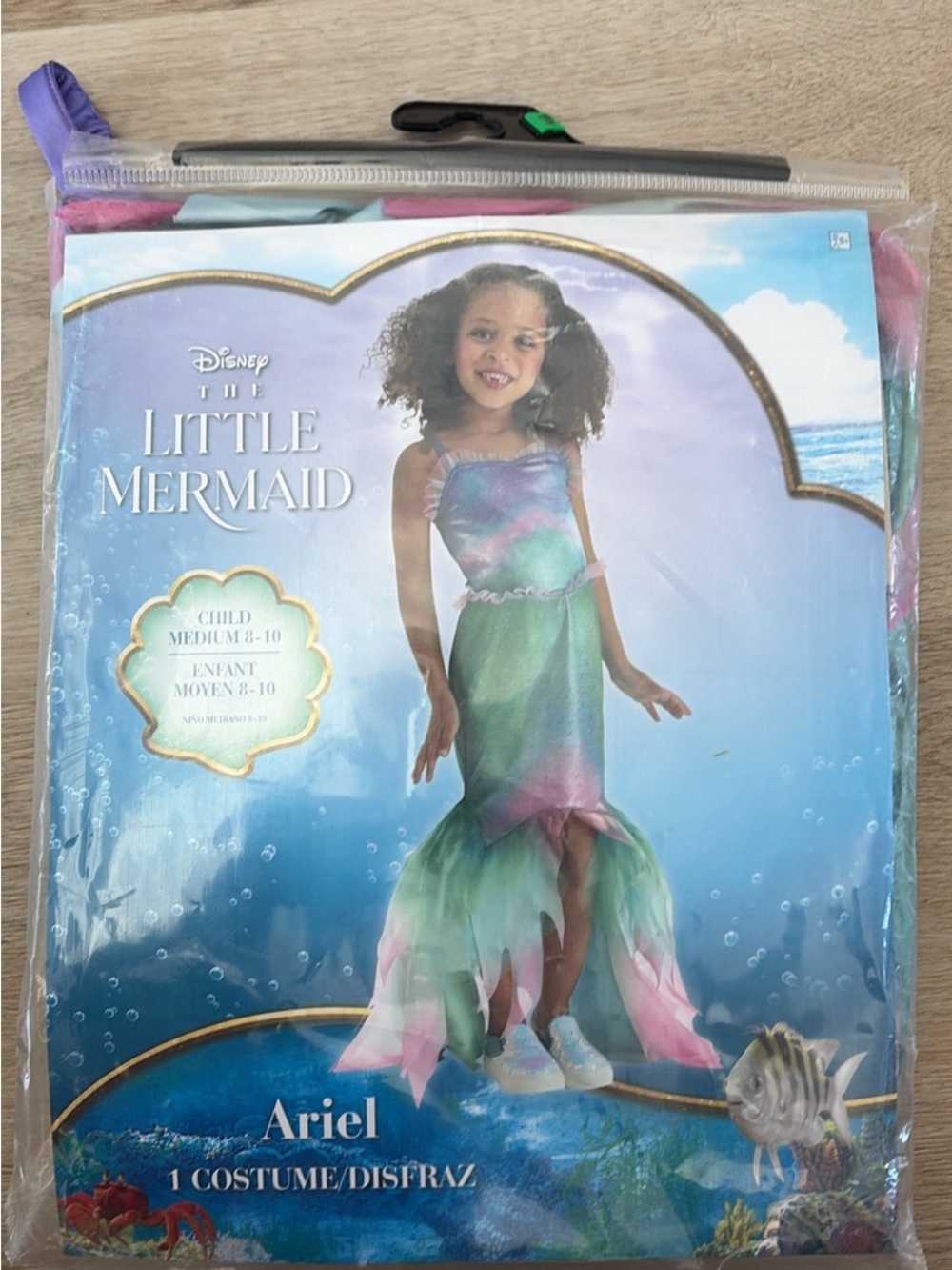 Disney Little Mermaid Ariel Costume in Green and Pink with Purple Accents